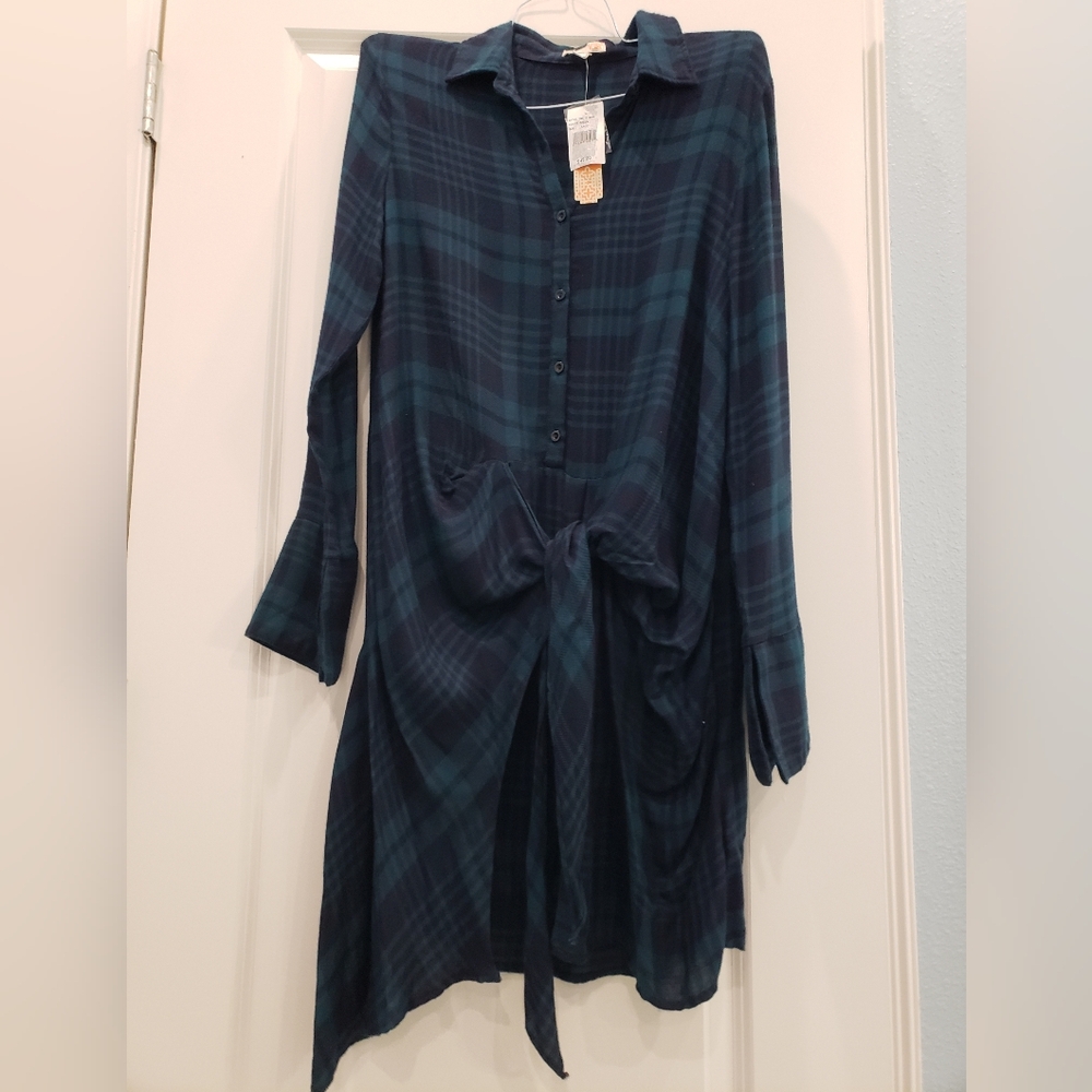 Giani Bernini Blue Plaid Tunic Top